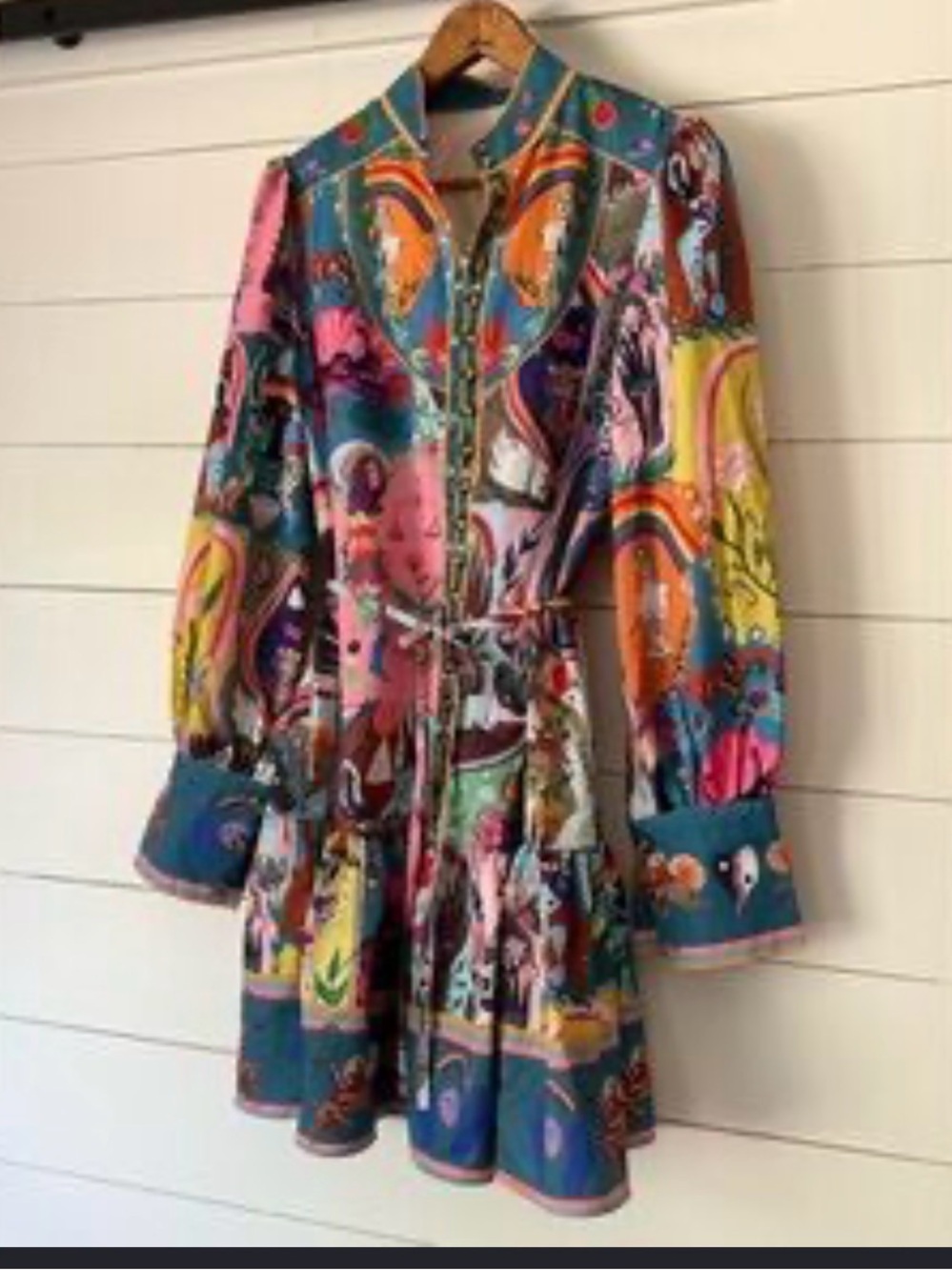 Vibrant Multicolor Printed Button-Front Tunic Dress